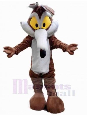 Brown Wolf Mascot Costume Animal with Yellow Eyes