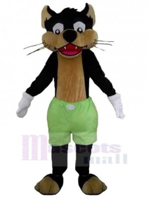 Black And Brown Wolf Mascot Costume Animal in Green Pants