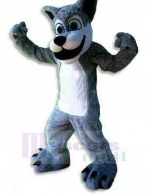 Happy Smiling Wolf Mascot Costume Animal