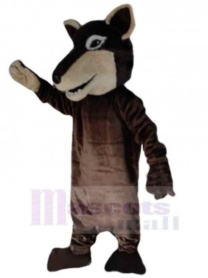 Pointed Mouth Brown Wolf Mascot Costume Animal