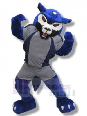 Power College Blue Wolf Mascot Costume Animal