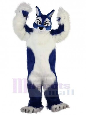 Long Fur Blue and White Wolf Mascot Costume Animal