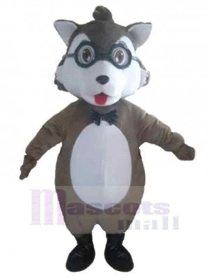 Cute Baby Wolf Mascot Costume Animal with Glasses