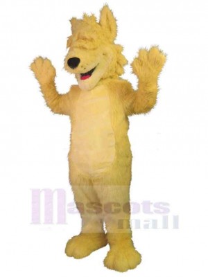 Blindfolded Long Wool Yellow Wolf Mascot Costume Animal