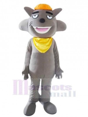 Cunning Cartoon  Wolf Mascot Costume Animal with Orange Hat