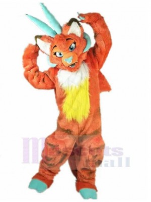 Long-horned Orange Wolf Mascot Costume Animal