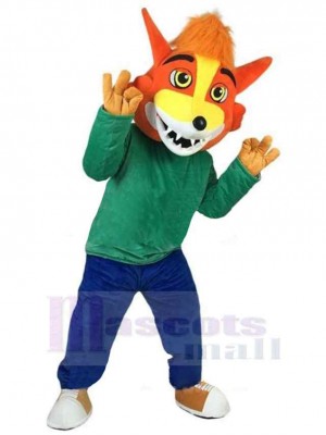 Optimistic Orange Wolf Mascot Costume Animal