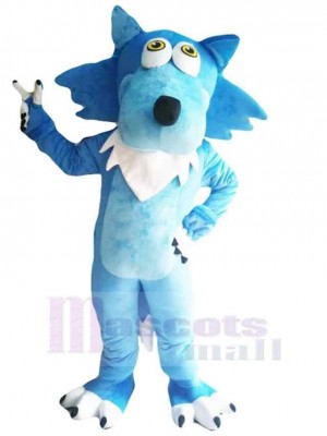 Cartoon Blue Wolf Mascot Costume Animal