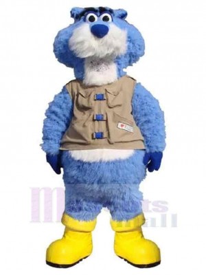 Plush Blue Tiger Mascot Costume Animal with Vest