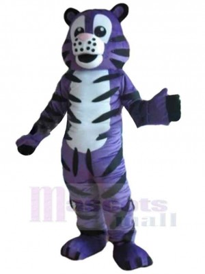 Cute Purple Tiger Mascot Costume Animal