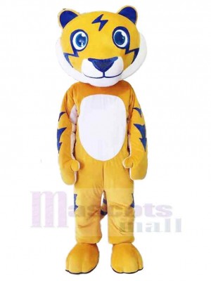 Friendly Yellow Tiger Mascot Costume Animal