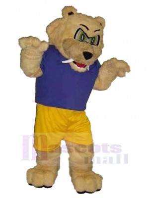 Beige Tiger with Long Fangs Mascot Costume Animal
