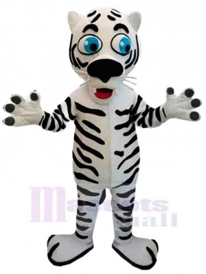 Slim Black and White Tiger Mascot Costume Animal