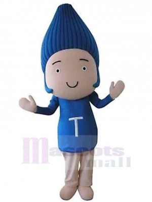 Snowman Mascot Costume with Blue Hair