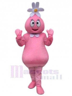 Pink Snowman Mascot Costume Cartoon