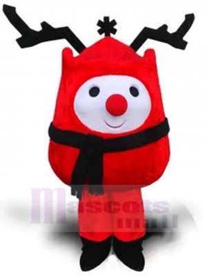 Red Clothes Snowman Mascot Costume Cartoon