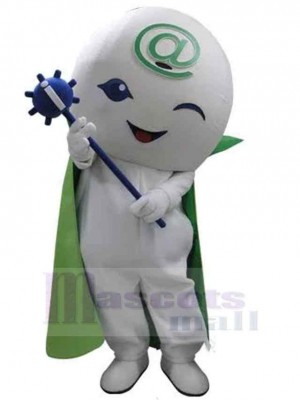 Snowman Mascot Costume with Green Cape