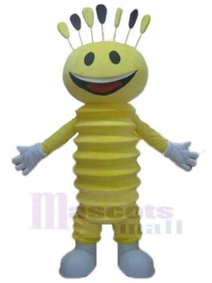 Yellow Cheerful Snowman Mascot Costume Cartoon