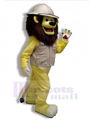 Waving Yellow Lion Mascot Costume Animal