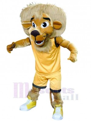 Lion Mascot Costume Animal in Yellow Sportswear
