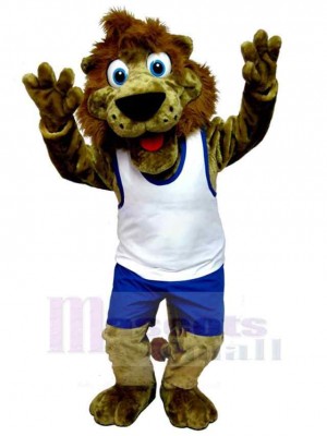 Active Lion Mascot Costume Animal in White Vest