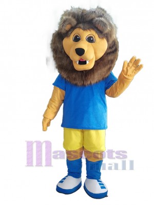 Lion in Royal Blue T-shirt Mascot Costume Animal