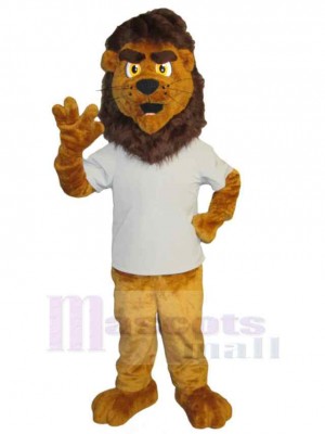Adult Brown Lion Mascot Costume Animal in White T-shirt