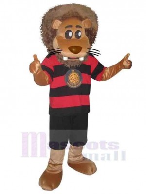 Lion Mascot Costume Animal in Black and Red Striped T-shirt