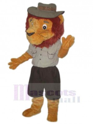 Gray Hat Cartoon Lion Mascot Costume Animal