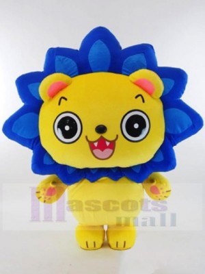 Blue Mane Yellow Lion Mascot Costume Animal