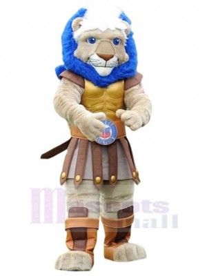 Knight Blue Mane Lion Mascot Costume Animal