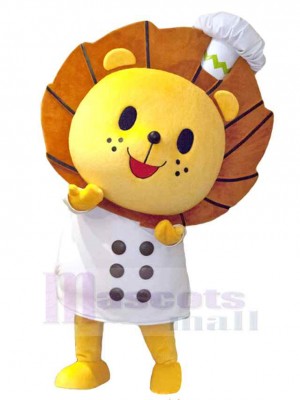 Cute Chef Lion Mascot Costume Animal