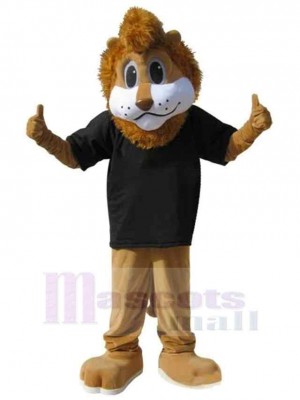 Lion Mascot Costume Animal in Black T-shirt