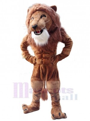 Muscle Lion Mascot Costume Animal with White Beard