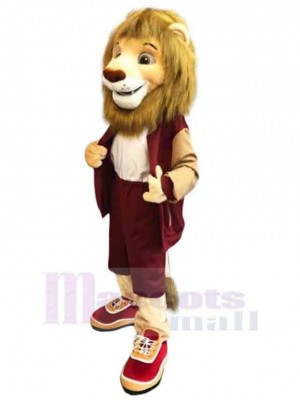 Happy Lion Mascot Costume Animal with Red Shoes