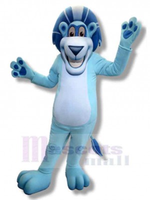 Cheerful Blue Lion Mascot Costume Animal