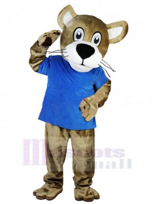 Lovely Leopard Mascot Costume Animal in Blue T-shirt