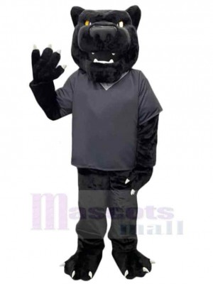 Black Panther Mascot Costume Animal in Grey T-shirt