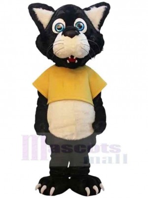 Cute Panther Mascot Costume Animal in Yellow T-shirt