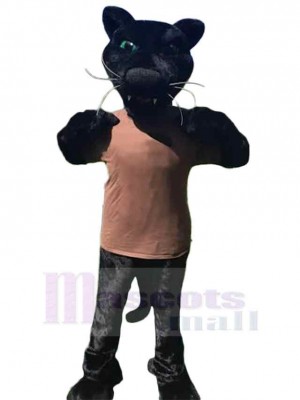 Black Panther Mascot Costume Animal in Brown Clothes