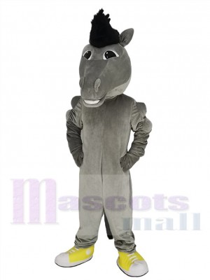 Power Muscles Gray Mustang Horse Mascot Costume Animal