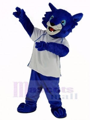 Blue Bobcats with White Shirt Mascot Costume Animal