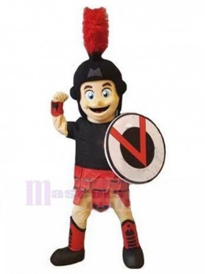 Spartan Knight with Red Armor Mascot Costume People
