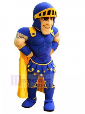 Knight with Blue Armor Mascot Costume People