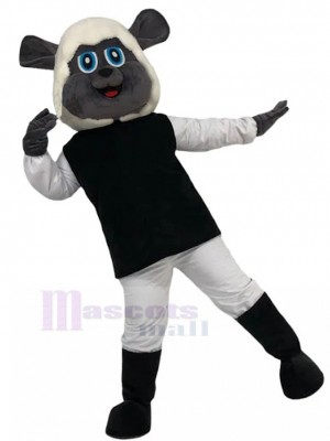 White and Black Poodle Dog Mascot Costume with Warm Headgear Animal