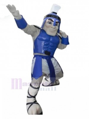 Strong Blue Spartan Knight Mascot Costume People