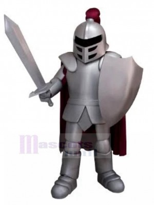 Strong Spartan Silver Knight Mascot Costume People