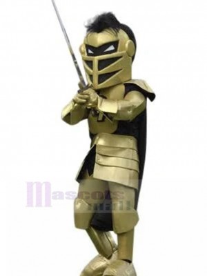 Spartan Knight with Golden Armor Mascot Costume People