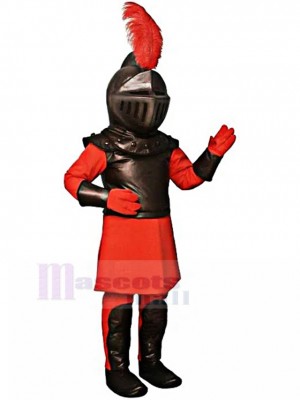 Roman Knight in Red Armor Mascot Costume People
