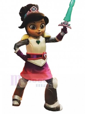 Girl Guard Knight with Sword Mascot Costume People